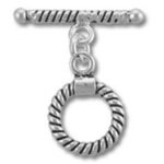 silver toggle clasp with twisted rope ring