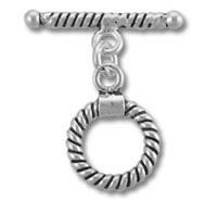 silver toggle clasp with twisted rope ring