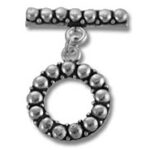 Beaded silver circle pendant with bar