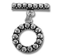 Beaded silver circle pendant with bar