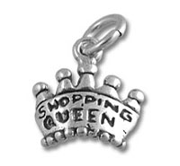 Silver Shopping Queen crown charm