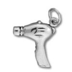 Silver hair dryer charm pendant