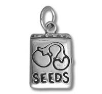 Silver seed packet charm pendant