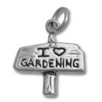 Silver "I love gardening" charm pendant