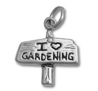Silver "I love gardening" charm pendant