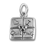 Silver I love quilting charm pendant