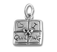 Silver I love quilting charm pendant