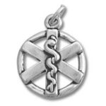 Silver medical pendant with Rod of Asclepius