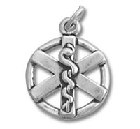 Silver medical pendant with Rod of Asclepius