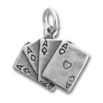 Silver fanned playing-cards charm