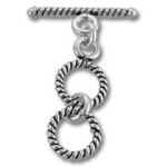 silver double rope ring toggle clasp