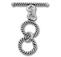 silver double rope ring toggle clasp