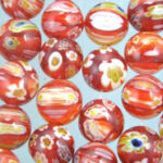 Round Flower Glass Beads