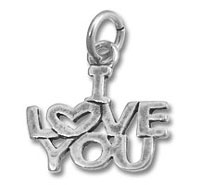 Silver I Love You pendant charm