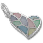 Silver heart pendant with pastel stained-glass