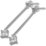 Pair of silver drop earrings with square stones