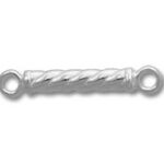 Silver twisted bar connector with loops