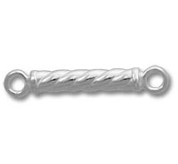 Silver twisted bar connector with loops