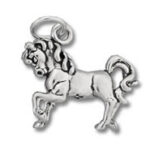 Silver prancing horse pendant charm