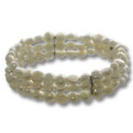Double-strand pearl bracelet with rhinestone spacers