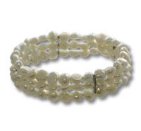 Double-strand pearl bracelet with rhinestone spacers