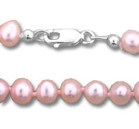Pink pearl necklace with silver clasp
