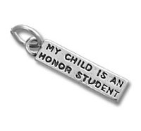 Rectangular silver "Honor Student" charm