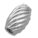 Silver ribbed oval bead