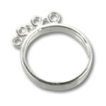 Silver round jewelry connector with three loops