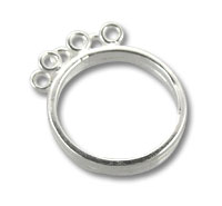 Silver round jewelry connector with three loops