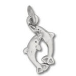 Silver two dolphin charm pendant