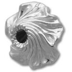Silver floral bead with black center