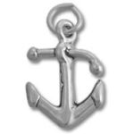 polished silver anchor pendant charm
