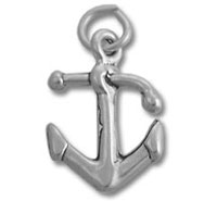 polished silver anchor pendant charm