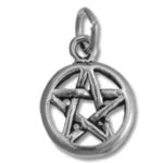 Silver pentagram pendant on white background