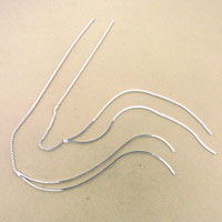 Silver threader earrings with wavy bars