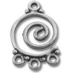 silver spiral pendant connector with three loops