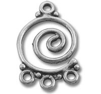 silver spiral pendant connector with three loops
