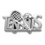 Silver tennis pin with racket and ball