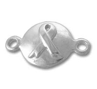 Silver awareness ribbon connector with two loops