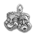 Silver dual-faced theater mask pendant