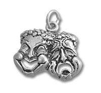 Silver dual-faced theater mask pendant
