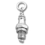 silver spark plug pendant charm