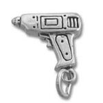 Silver power drill charm pendant