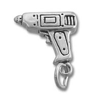Silver power drill charm pendant