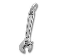 Silver adjustable wrench pendant charm