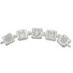 Silver bracelet with five square diamond charms