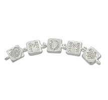 Silver bracelet with five square diamond charms