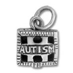 Square silver charm pendant stamped AUTISM