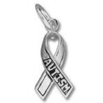 Silver autism awareness ribbon pendant